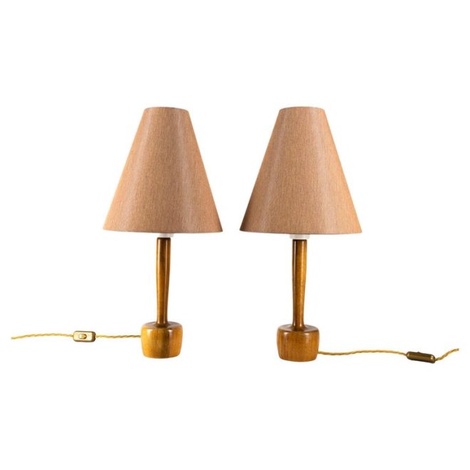 Two small brass table lamps, 1950s