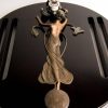 Auguste Rubin Figural Bronze Wall Lamp on Wood