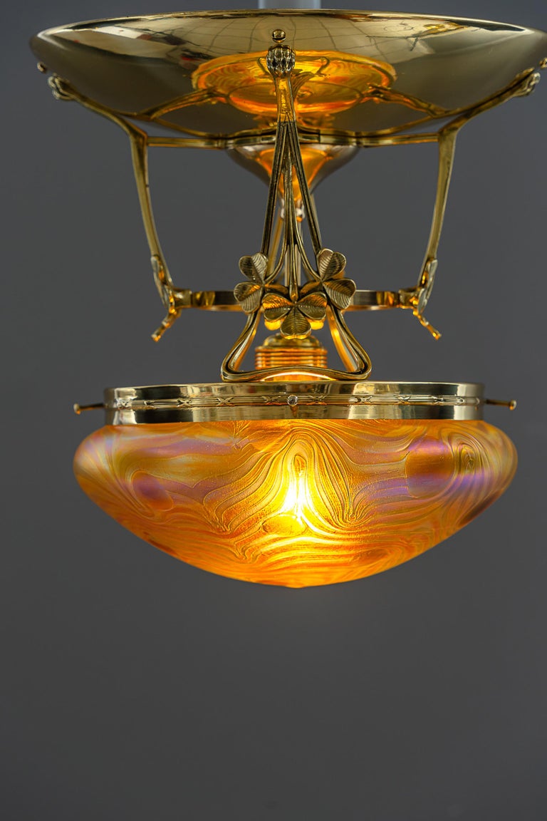1908 – Jugendstil around with lamp ceiling loetz glass shade Kica vienna Jugendstil
