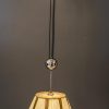 Adjustable art deco pendant with original fabric shade vienna around 1920s