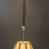 Adjustable art deco pendant with original fabric shade vienna around 1920s
