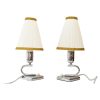 2 Art Deco Chrome Table lamps with original fabric shades vienna around 1920s