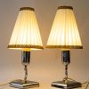 2 Art Deco Chrome Table lamps with original fabric shades vienna around 1920s