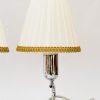 2 Art Deco Chrome Table lamps with original fabric shades vienna around 1920s