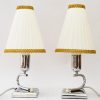2 Art Deco Chrome Table lamps with original fabric shades vienna around 1920s