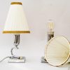2 Art Deco Chrome Table lamps with original fabric shades vienna around 1920s