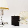 2 Art Deco Chrome Table lamps with original fabric shades vienna around 1920s