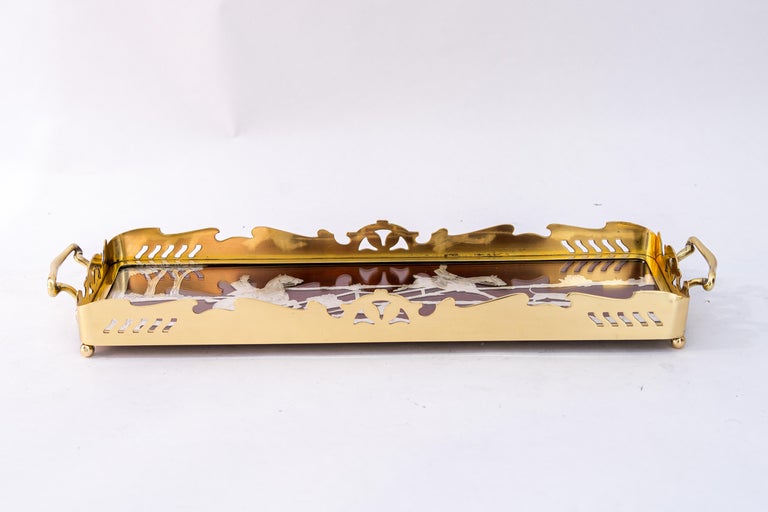 Art Deco serving plate partly silvered vienna around 1920s