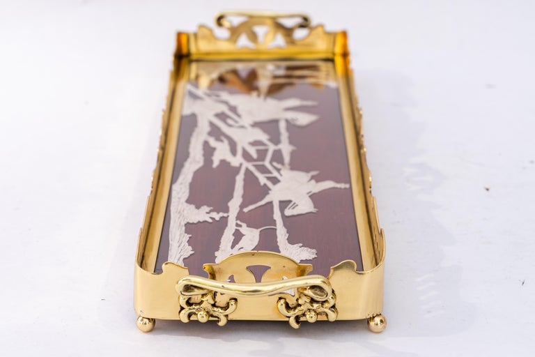 Art Deco serving plate partly silvered vienna around 1920s
