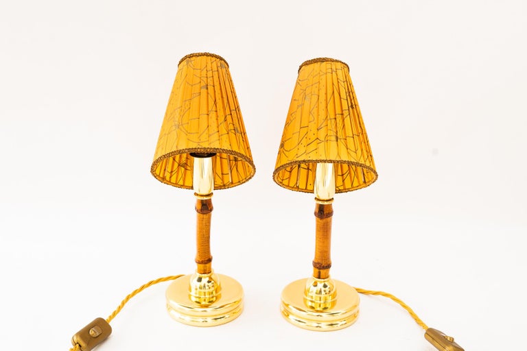 2x Rupert Nikoll table lamps with original fabric shade vienna around 1950s