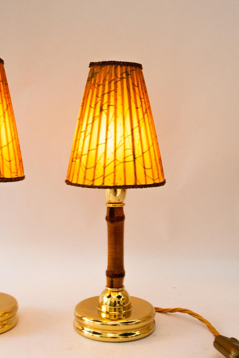 2x Rupert Nikoll table lamps with original fabric shade vienna around 1950s