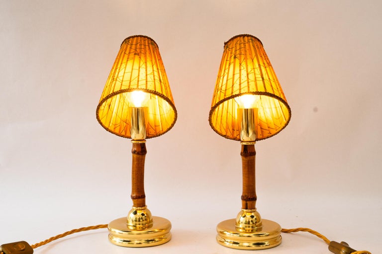 2x Rupert Nikoll table lamps with original fabric shade vienna around 1950s