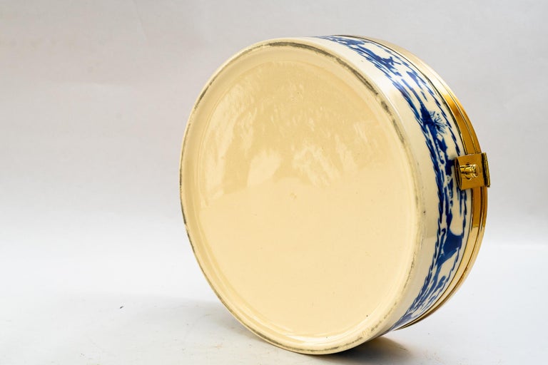 Art Deco Ceramic bread box with brass parts vienna around 1920s