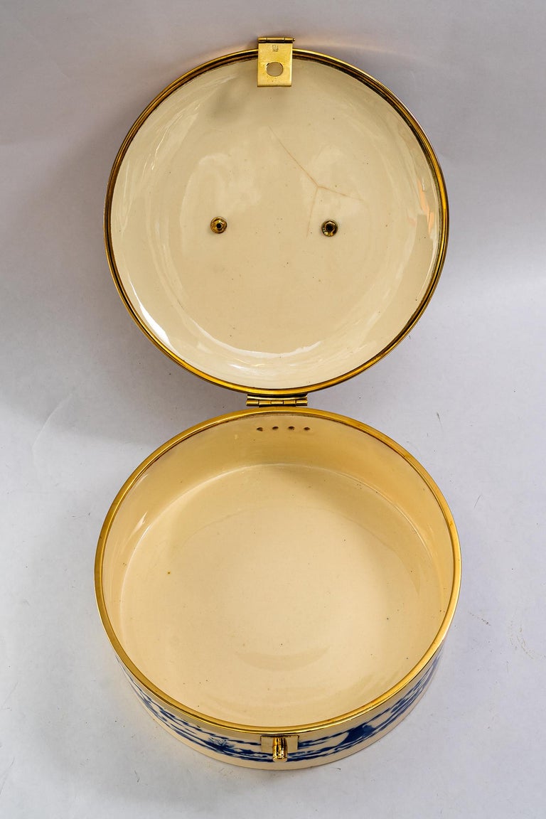 Art Deco Ceramic bread box with brass parts vienna around 1920s