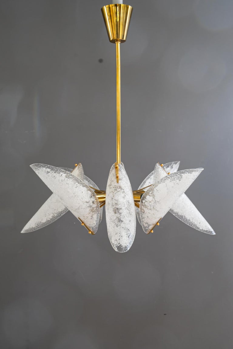 Rupert nikoll chandelier with original lucite shades vienna around 1960s