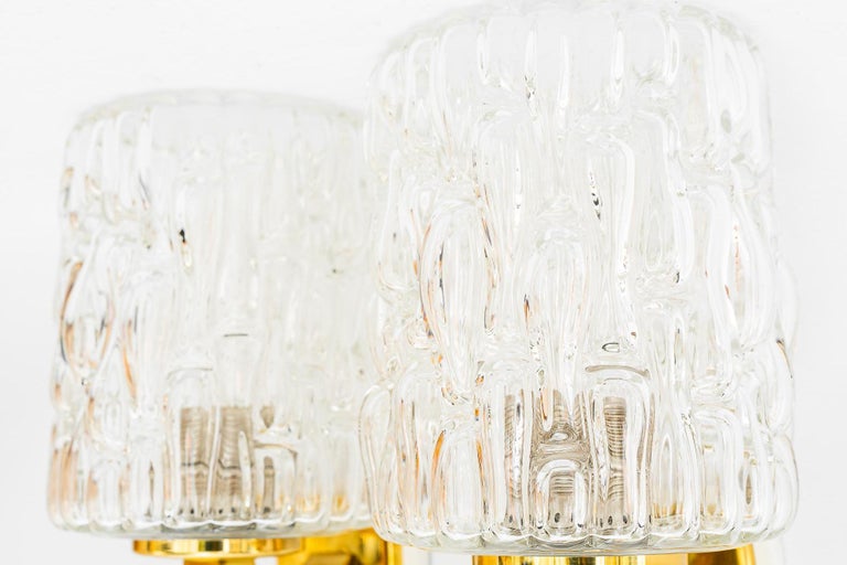 2 Rupert Nikoll wall lamps with structure glass vienna around 1950s
