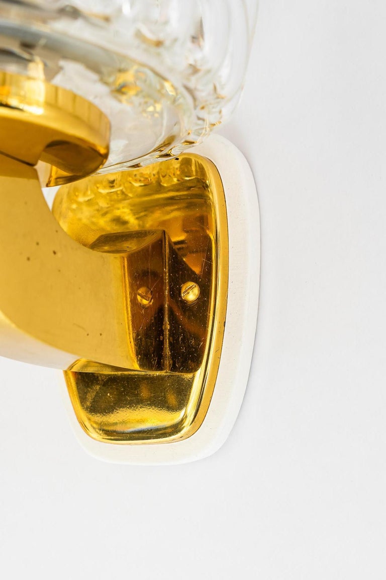 2 Rupert Nikoll wall lamps with structure glass vienna around 1950s