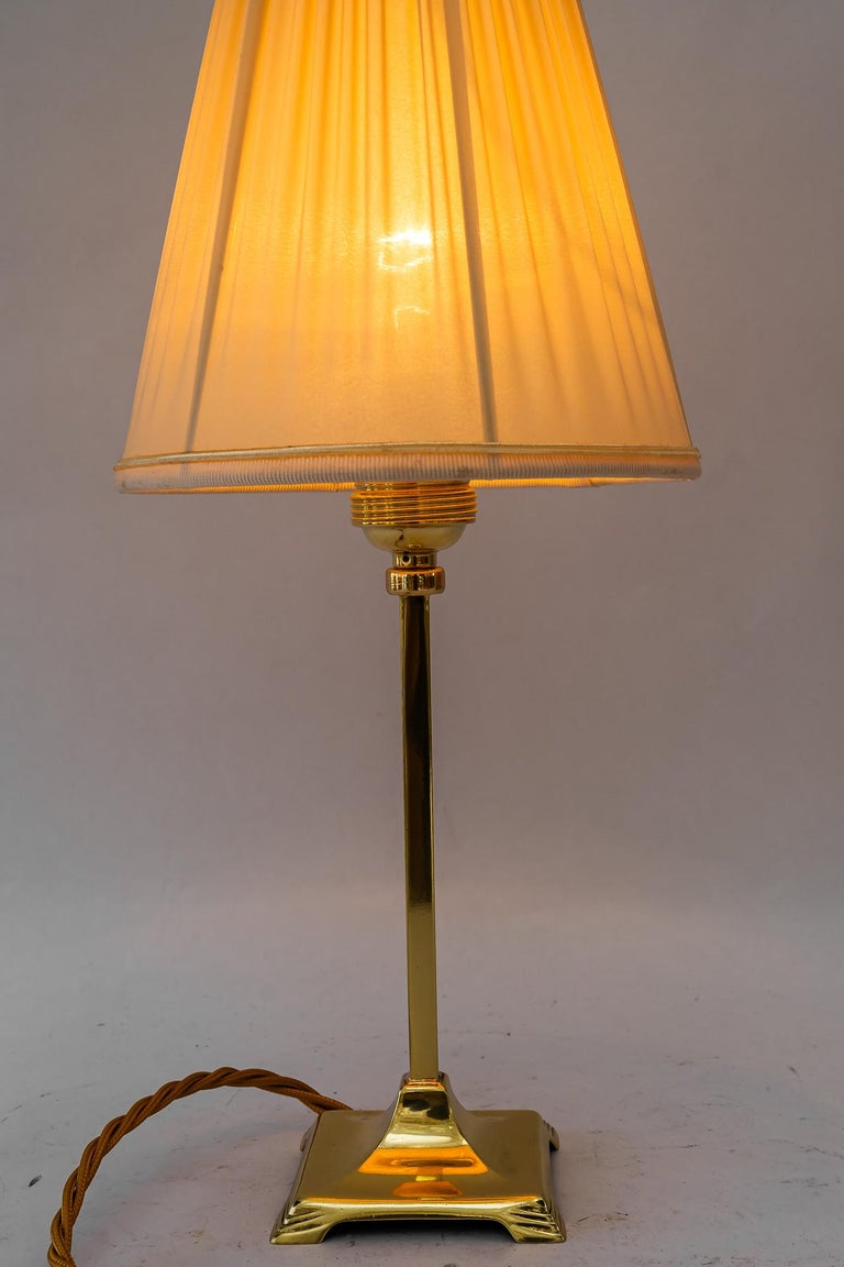 Art Deco brass Table lamp with fabric shade vienna around 1920s