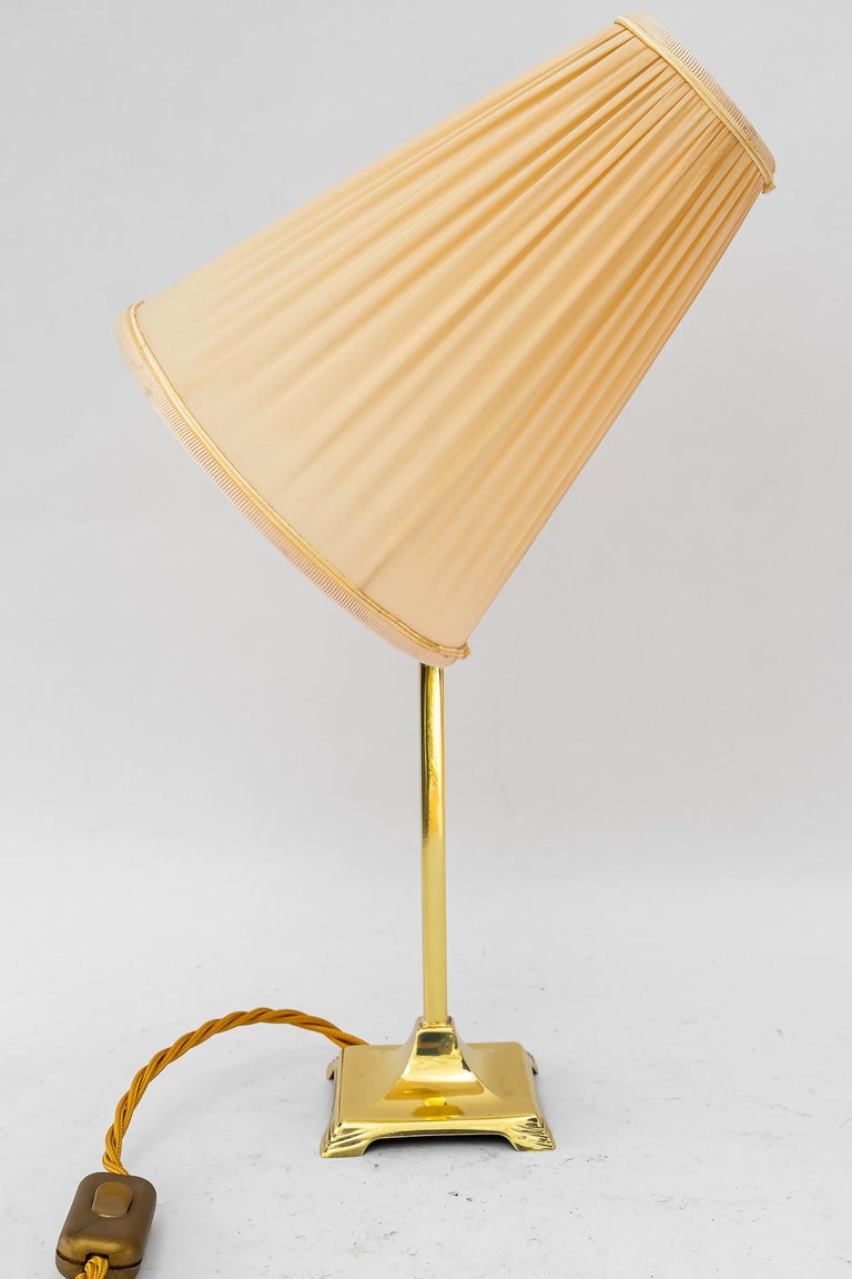 Art Deco brass Table lamp with fabric shade vienna around 1920s
