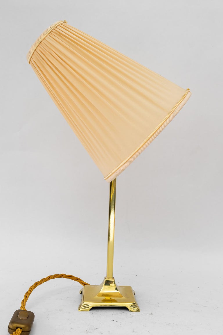 Art Deco brass Table lamp with fabric shade vienna around 1920s