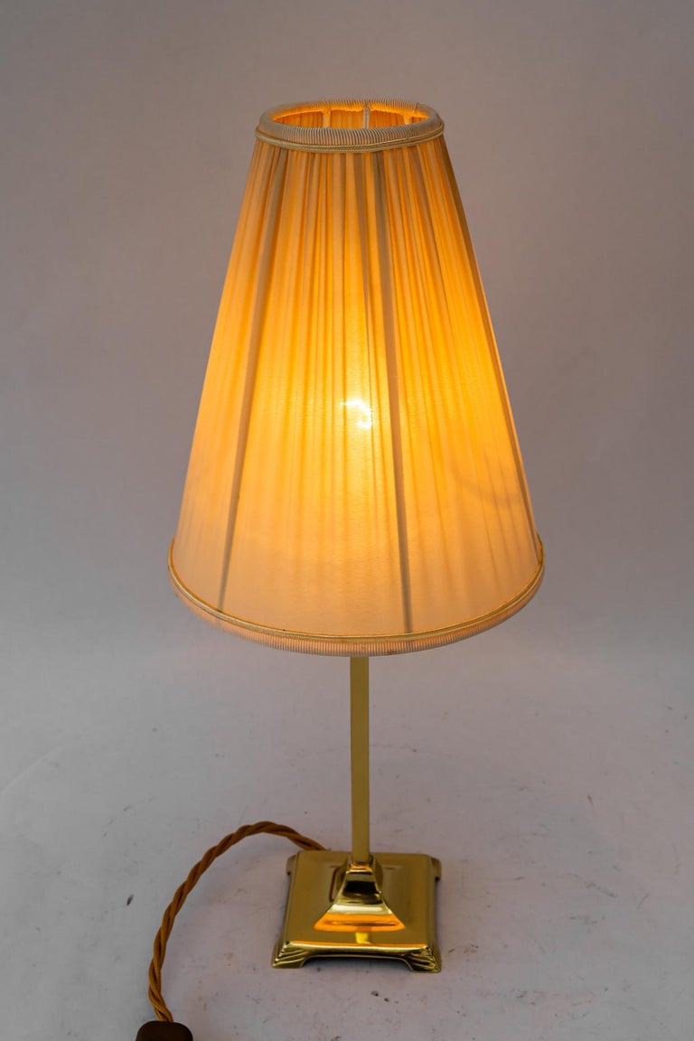 Art Deco brass Table lamp with fabric shade vienna around 1920s