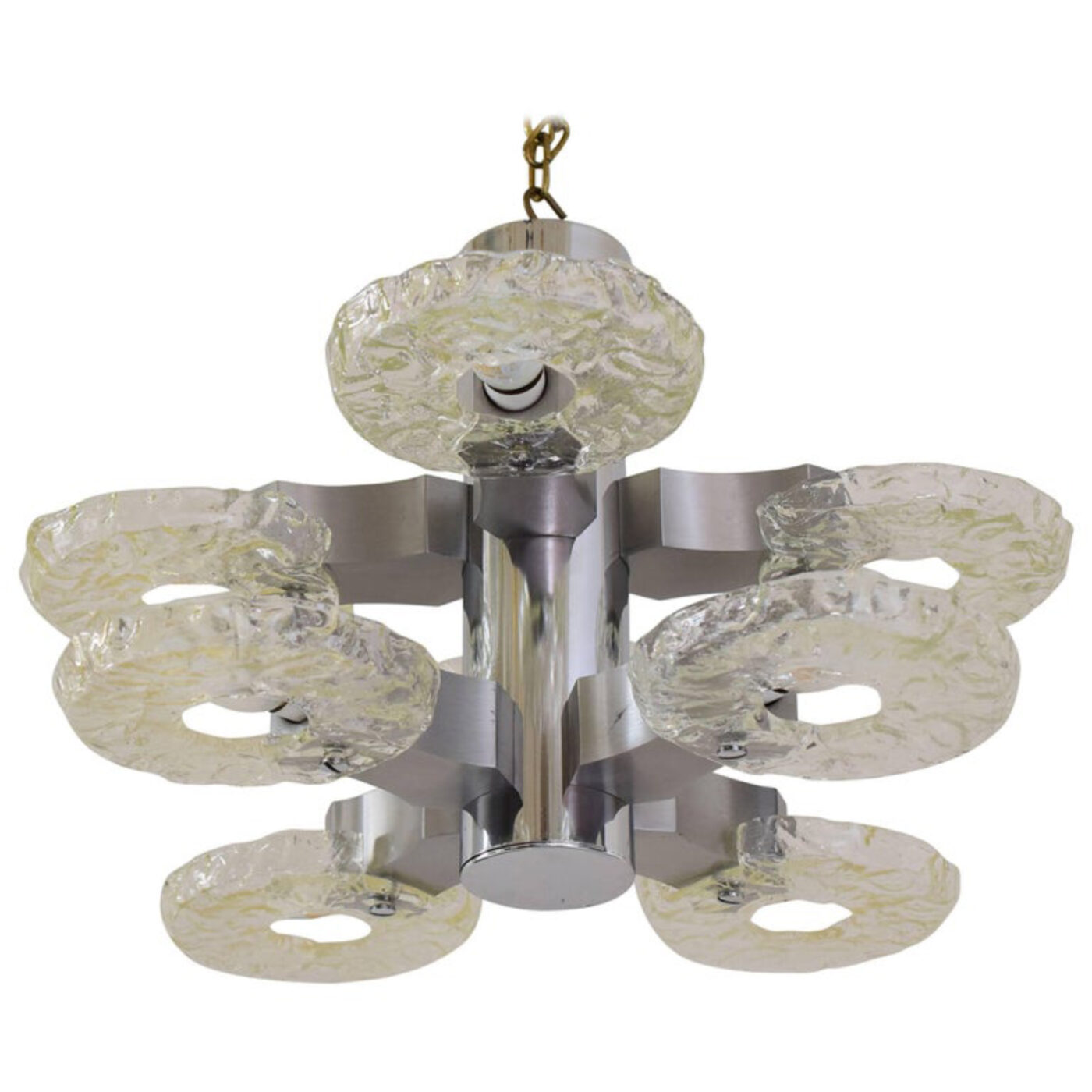 Eight Arms Amazing Nickel Platend Chandelier Around, 1960s