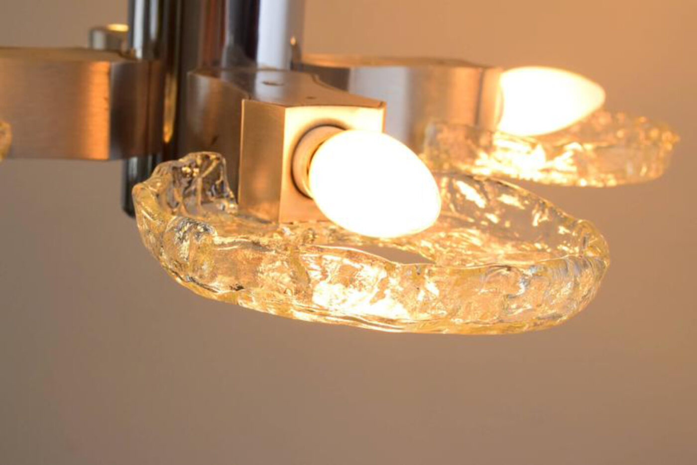 Eight Arms Amazing Nickel Platend Chandelier Around, 1960s