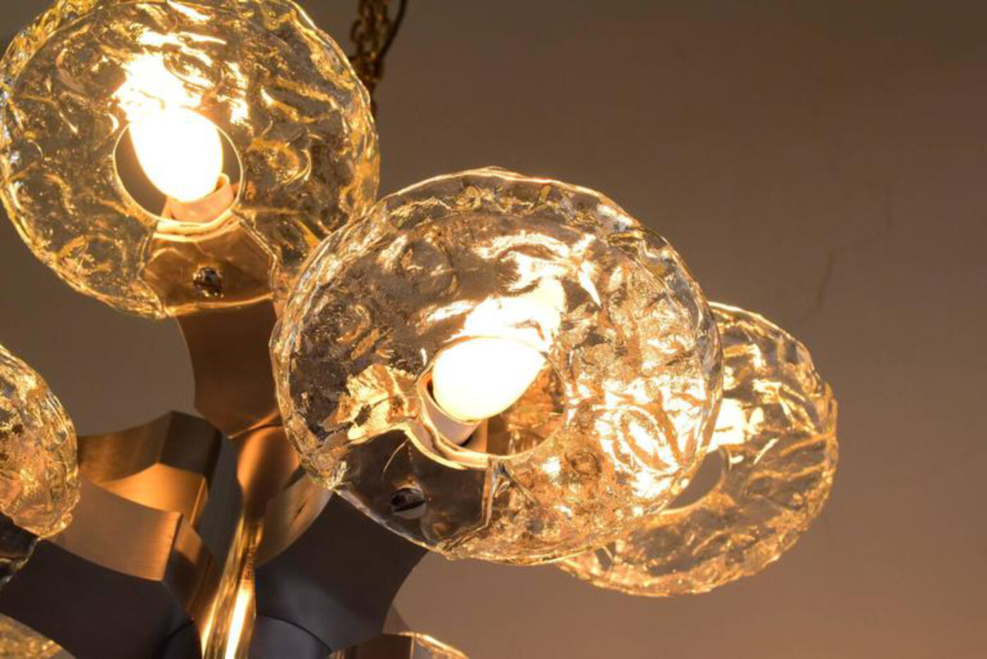 Eight Arms Amazing Nickel Platend Chandelier Around, 1960s