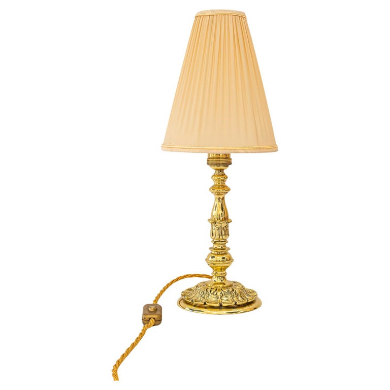 Historistic Table lamp with fabric shade vienna around 1890s