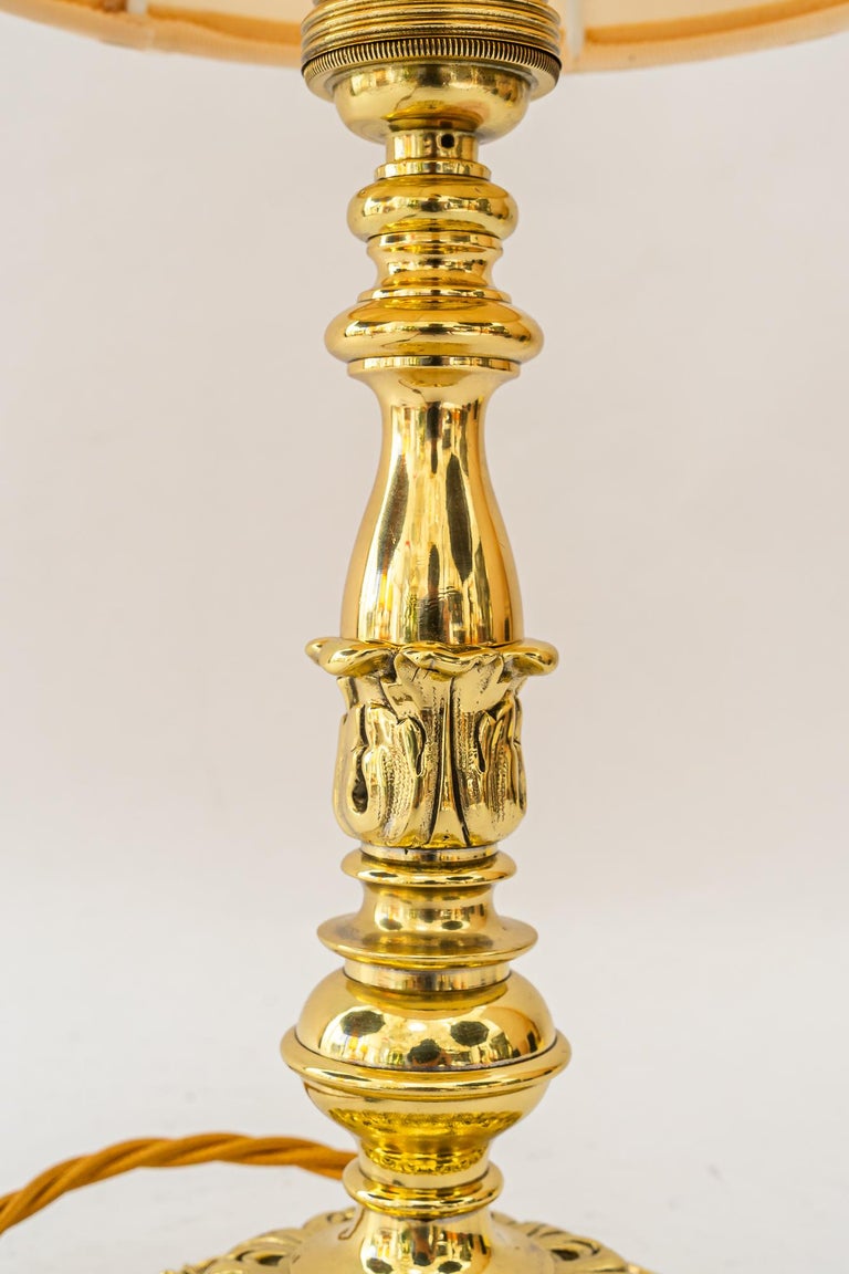 Historistic Table lamp with fabric shade vienna around 1890s