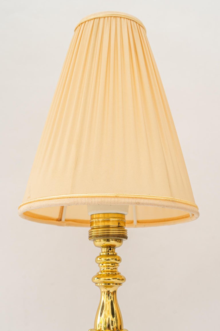 Historistic Table lamp with fabric shade vienna around 1890s