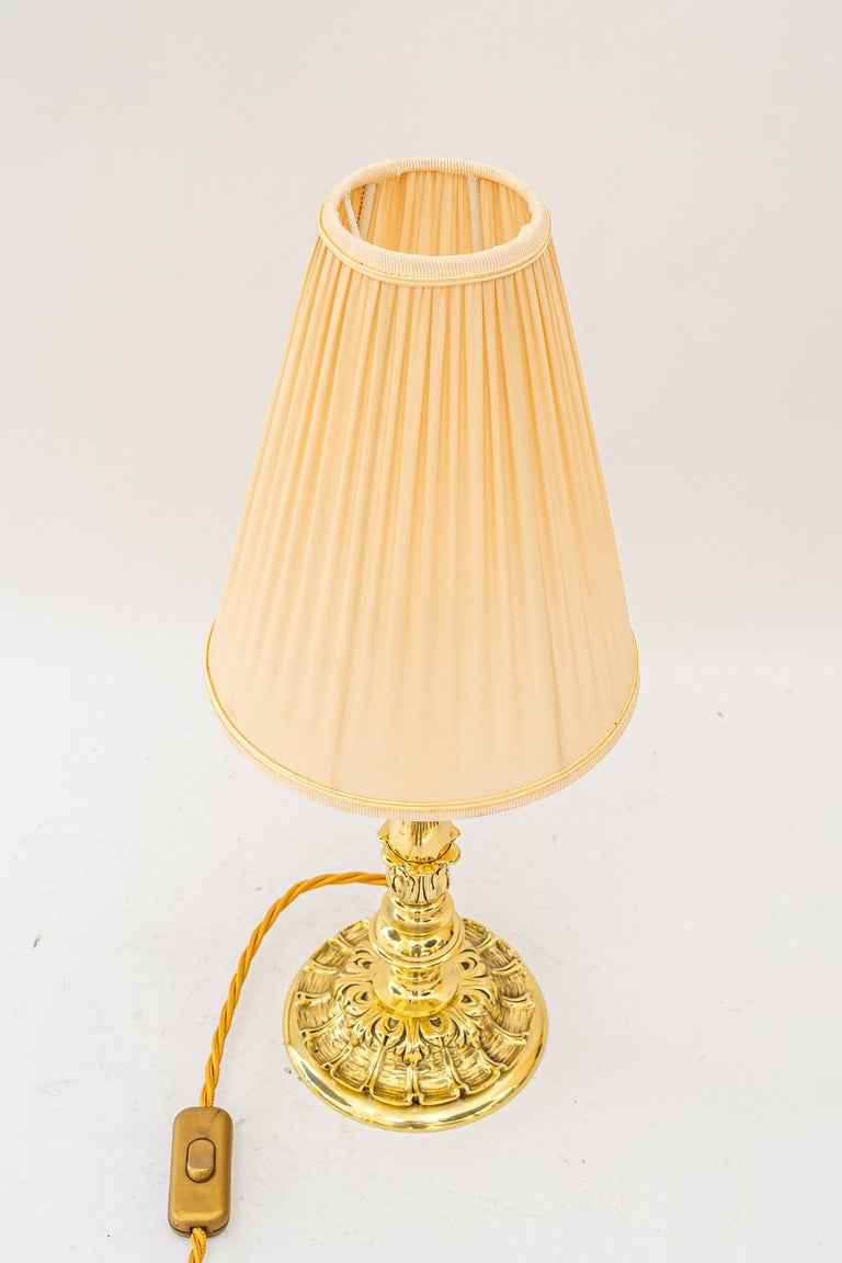 Historistic Table lamp with fabric shade vienna around 1890s