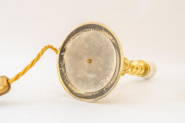 Historistic Table lamp with fabric shade vienna around 1890s