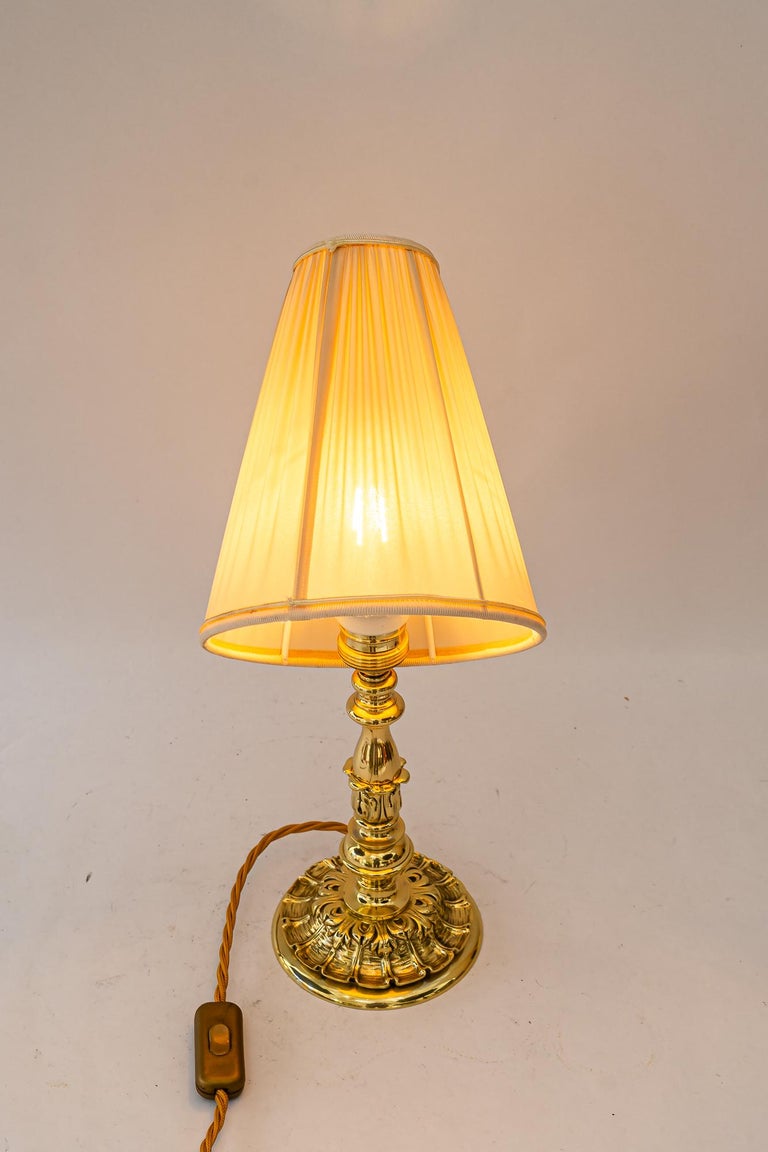 Historistic Table lamp with fabric shade vienna around 1890s