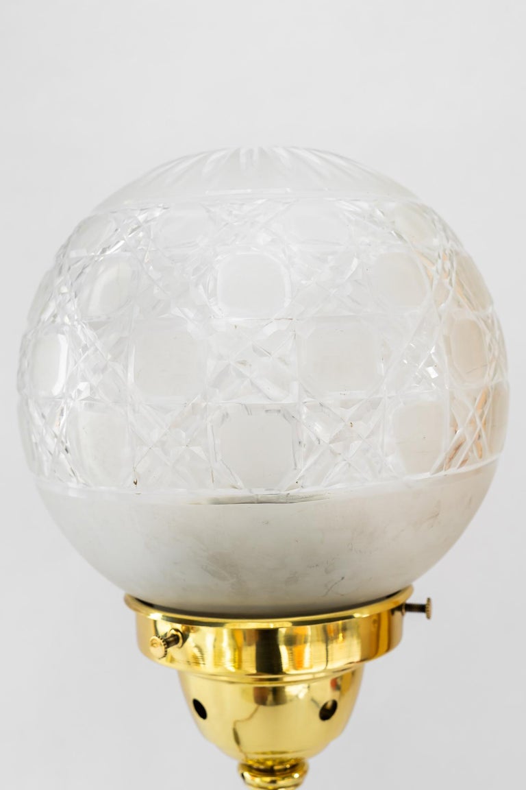 Historistic table lamp with original cut glass shade vienna around 1890s