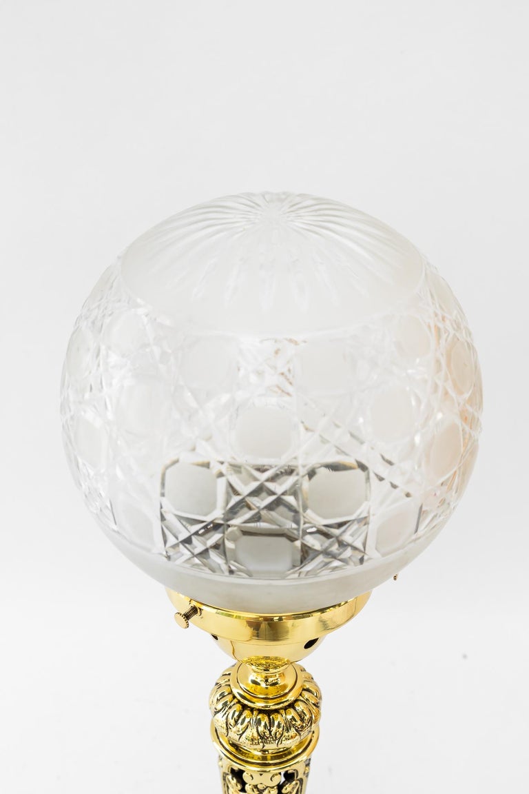 Historistic table lamp with original cut glass shade vienna around 1890s