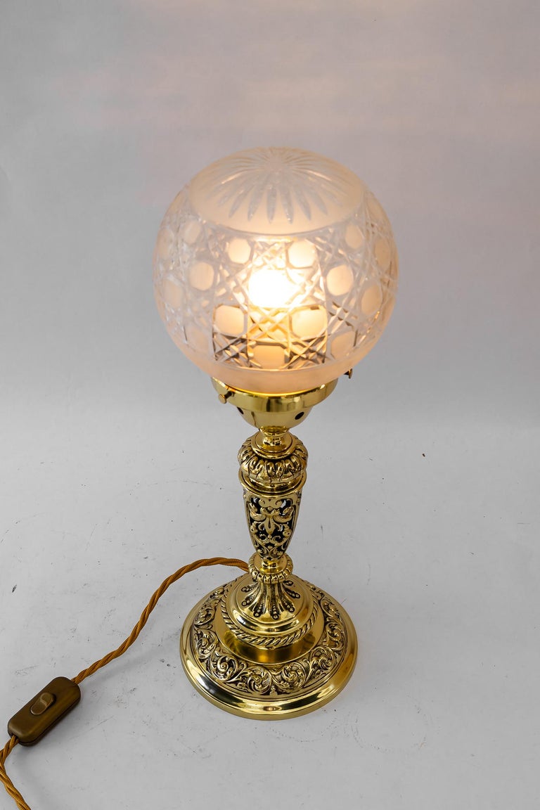 Historistic table lamp with original cut glass shade vienna around 1890s