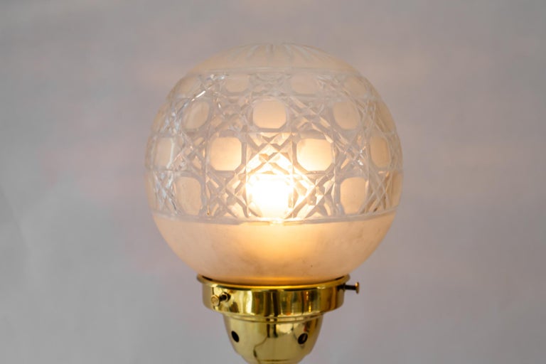 Historistic table lamp with original cut glass shade vienna around 1890s