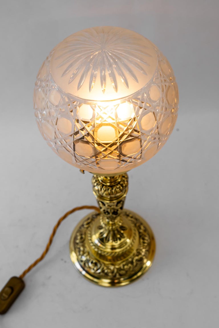 Historistic table lamp with original cut glass shade vienna around 1890s