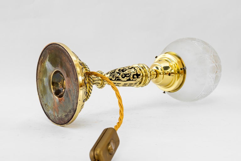 Historistic table lamp with original cut glass shade vienna around 1890s