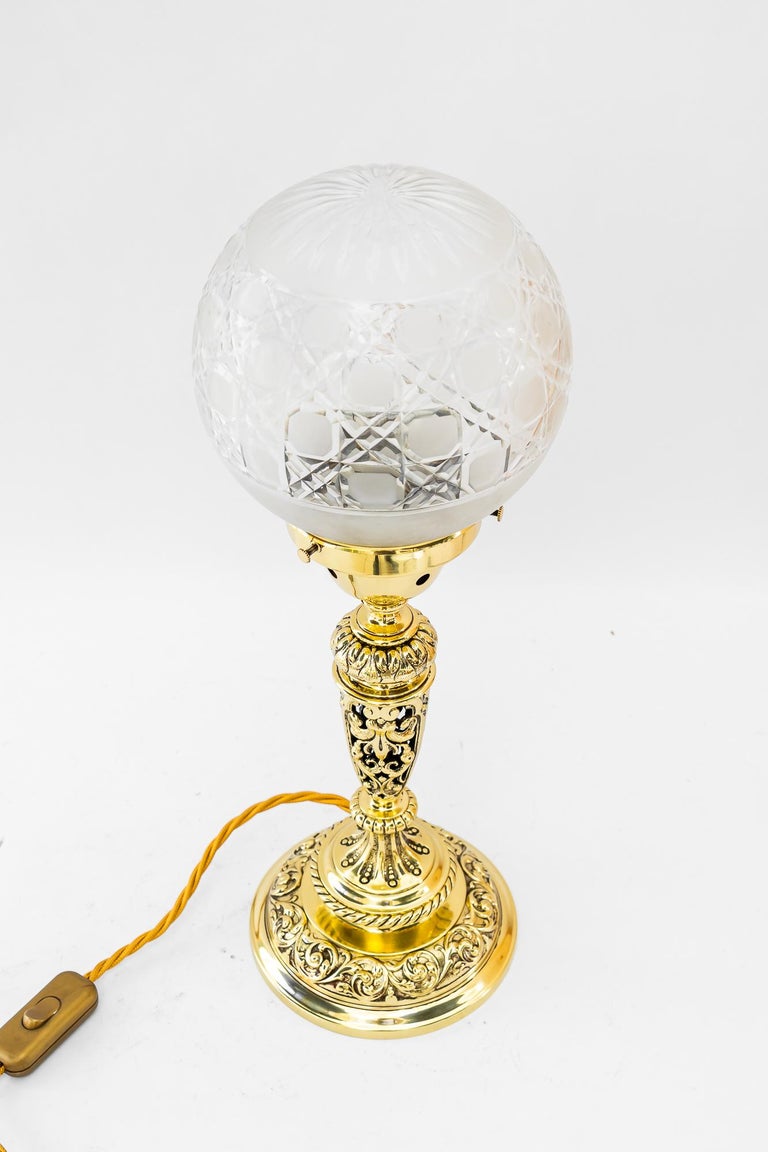 Historistic table lamp with original cut glass shade vienna around 1890s