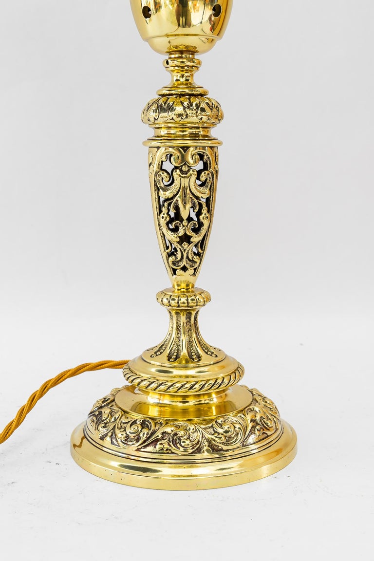 Historistic table lamp with original cut glass shade vienna around 1890sglass shade vienna around 1890s