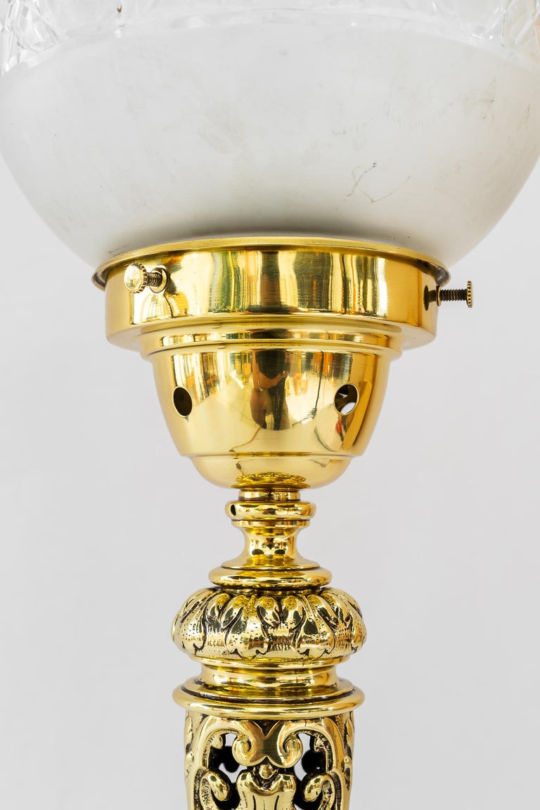 Historistic table lamp with original cut glass shade vienna around 1890sglass shade vienna around 1890s