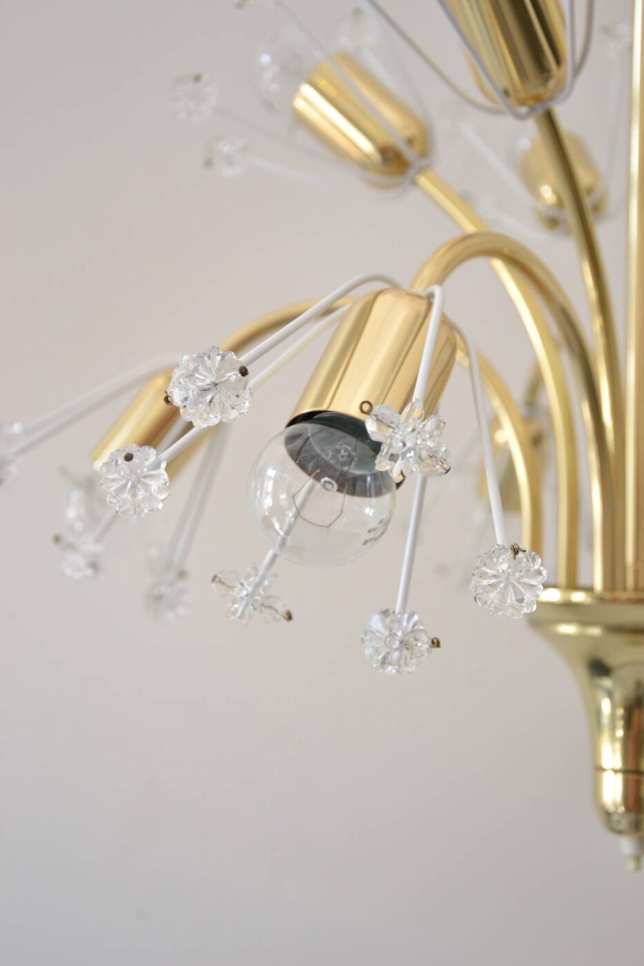 Three Floral Brass and Glass Sputnik Pendants by Emil Stejnar, 1950s