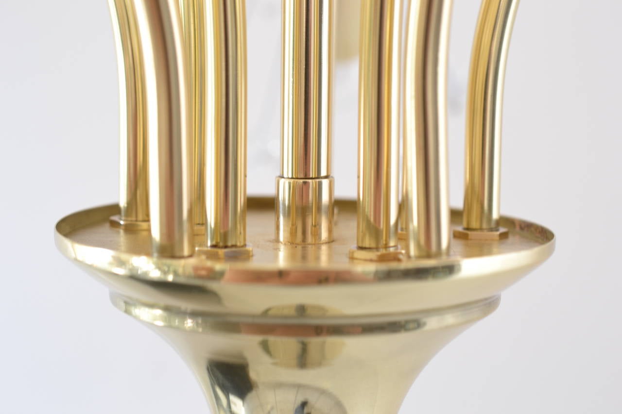 Three Floral Brass and Glass Sputnik Pendants by Emil Stejnar, 1950s