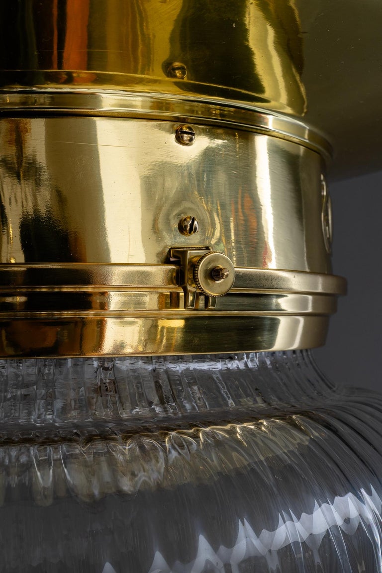 Big Art Deco ceiling lamp with original antique glass shade vienna around 1920s