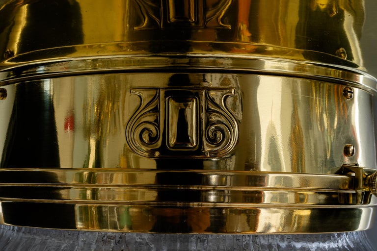 Big Art Deco ceiling lamp with original antique glass shade vienna around 1920s