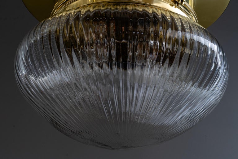 Big Art Deco ceiling lamp with original antique glass shade vienna around 1920s