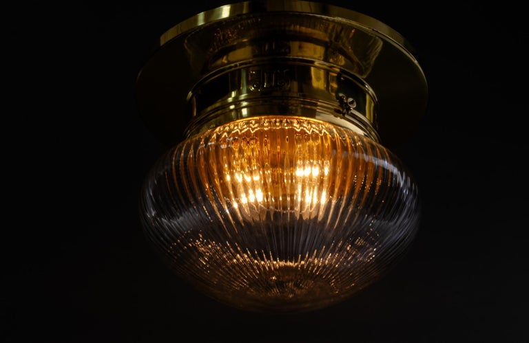 Big Art Deco ceiling lamp with original antique glass shade vienna around 1920s