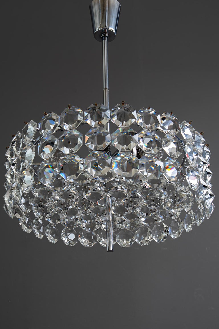 Chromed bakalowits chandelier vienna around 1950s